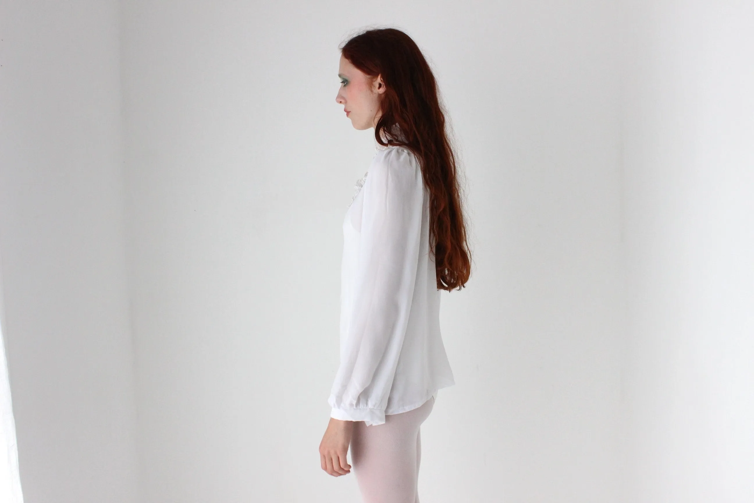 80s Edwardian Ruffle Collar Blouse