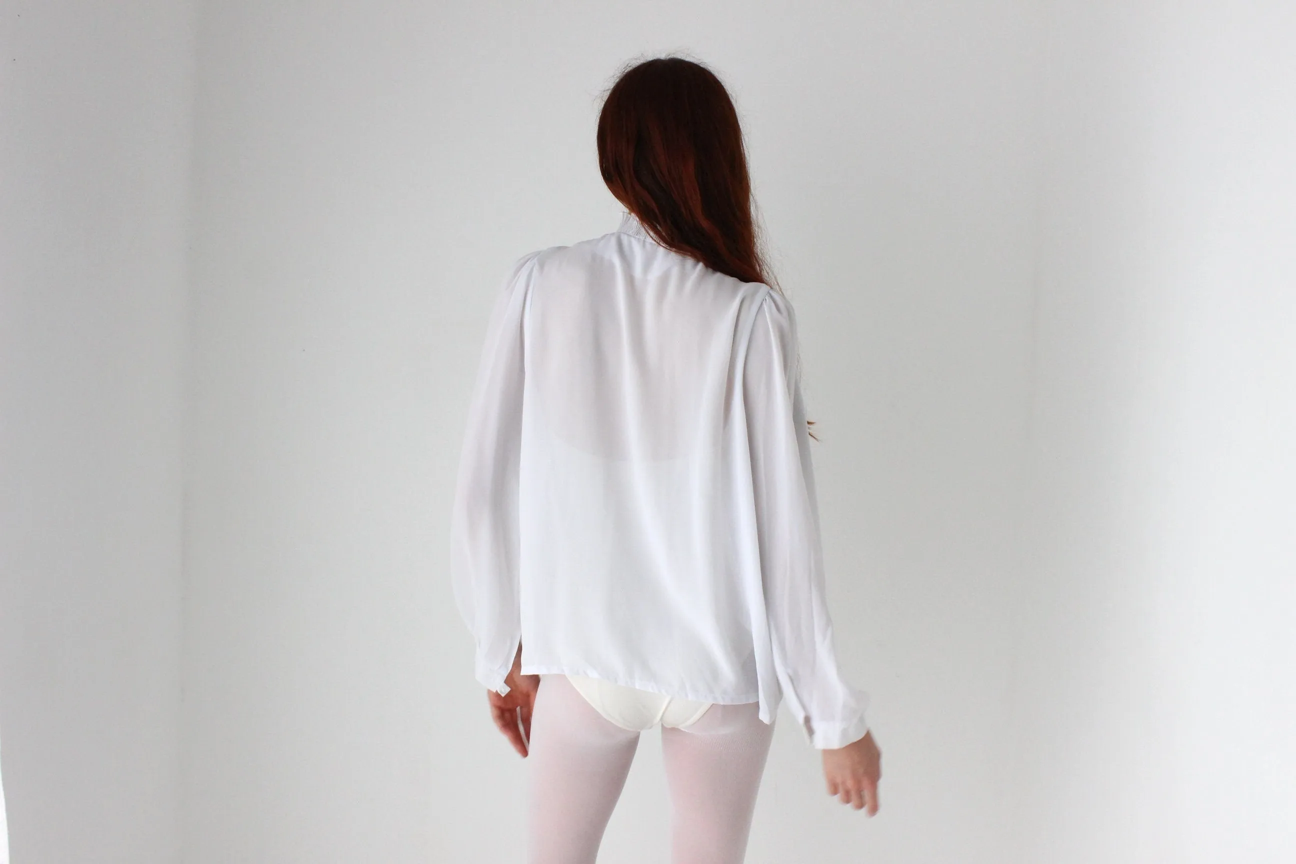 80s Edwardian Ruffle Collar Blouse
