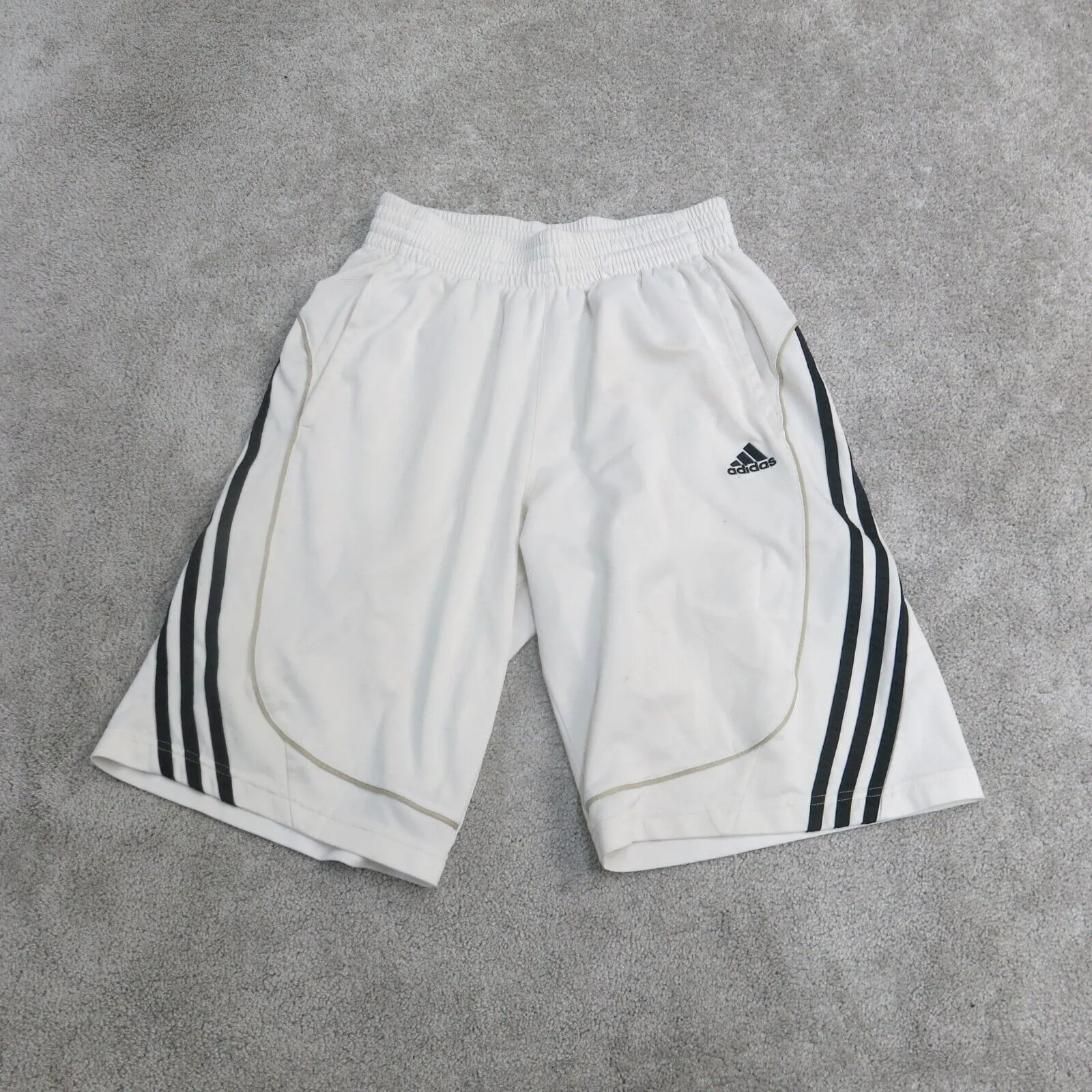 Adidas Shorts Mens Small White High Rise Black Stiped Athletics Shorts Sports