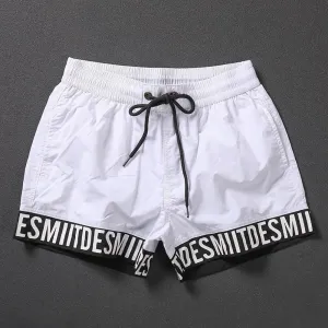 Aidase Beach Shorts Summer Mens Sports Swim Trunks Gym Training Shorts Quick-Drying Lightweight Letters Edge Trendy Shorts New