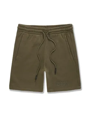 Big Men's Retro Paradise Tonal Shorts (Olive)