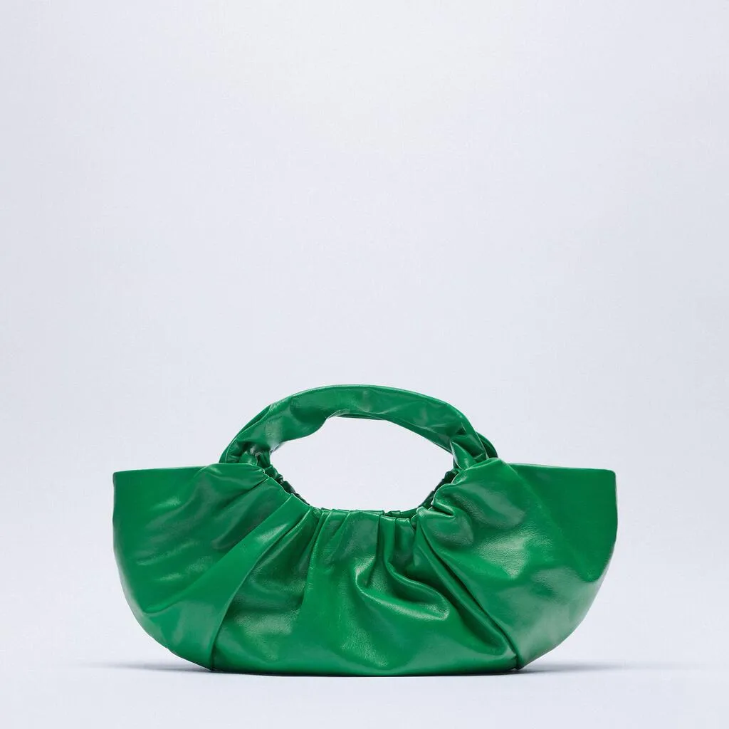 Christmas Gift Fashion Ruched Large Tote Bag Designer Brands Women Handbags Luxury Spft Pu Leather Lady Hand Bags High Quality Green Purse 2021