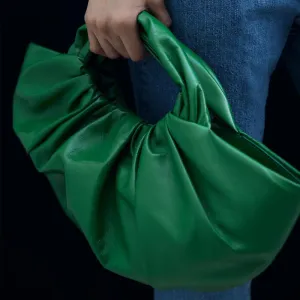 Christmas Gift Fashion Ruched Large Tote Bag Designer Brands Women Handbags Luxury Spft Pu Leather Lady Hand Bags High Quality Green Purse 2021