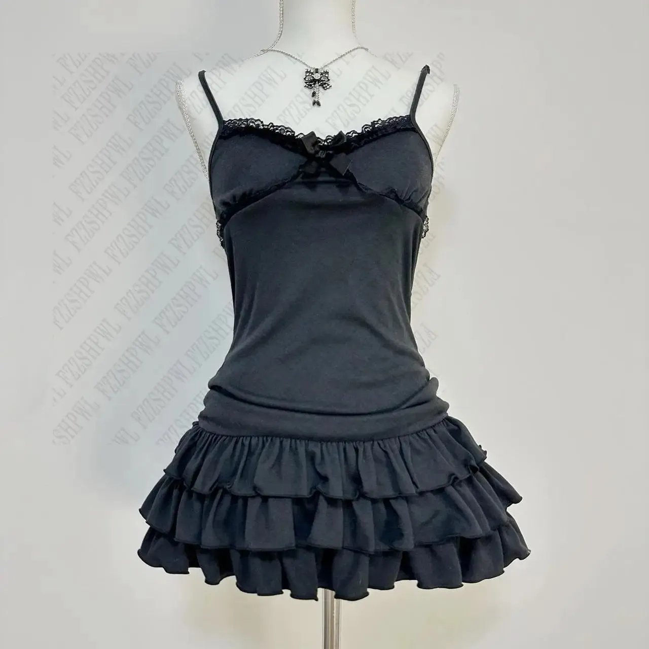 Cyflymder summer inspo Sweet Korean Aesthetic Y2K Women Dress Classic Halter Bow Girl Tide Cute Sundress Casual Harajuku Vintage Slim Chic Frock Mini