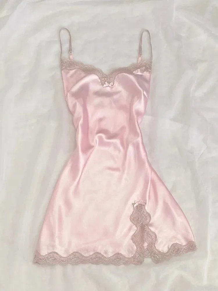 Cyflymder summer inspo Sweet Korean Aesthetic Y2K Women Dress Classic Halter Bow Girl Tide Cute Sundress Casual Harajuku Vintage Slim Chic Frock Mini