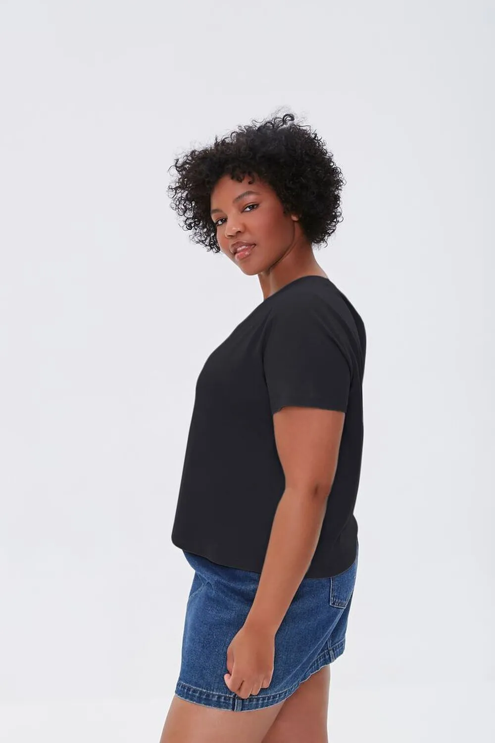 Forever 21 Organic Cotton Oversized Basic T-Shirt black