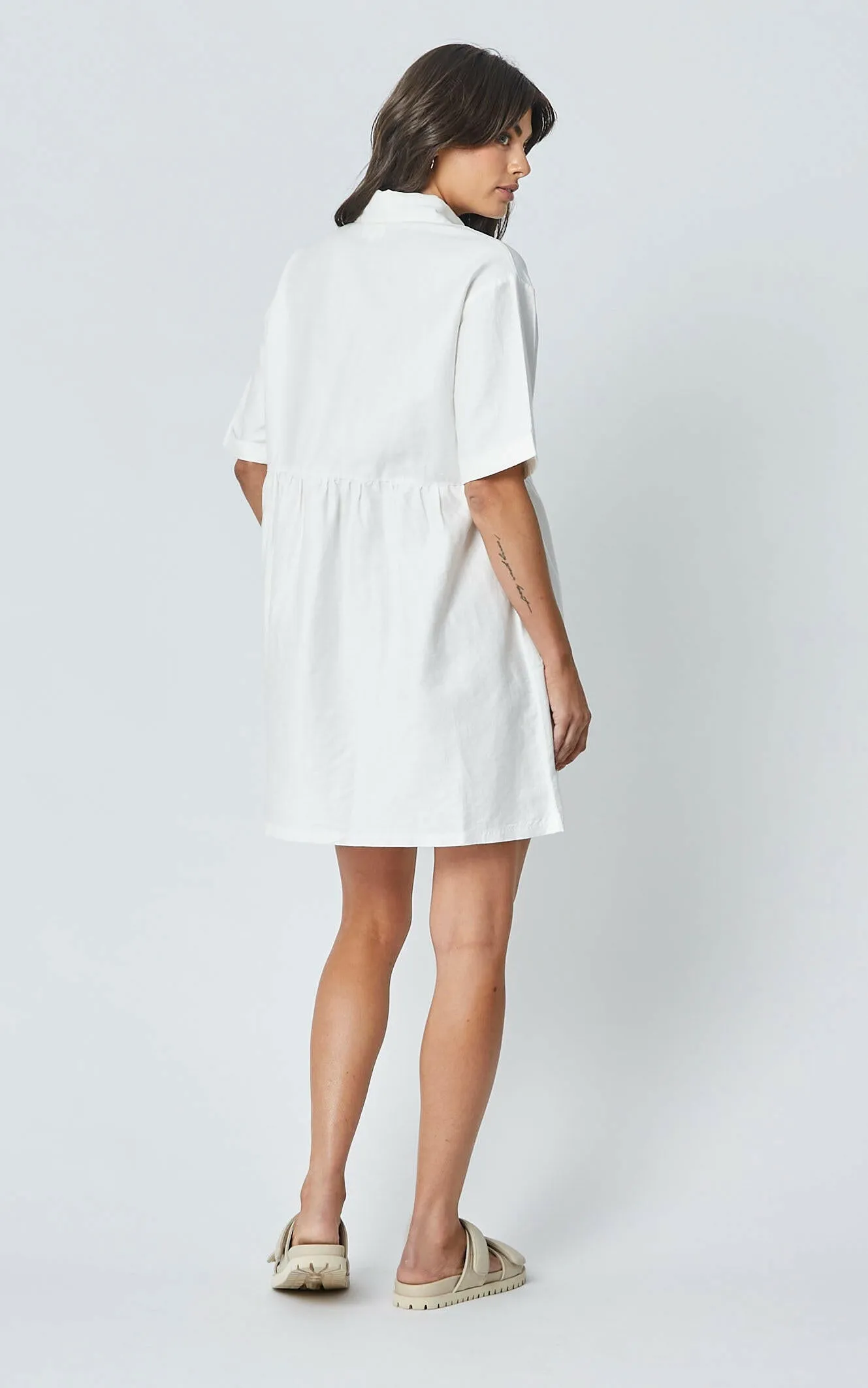 Jozie Ecru Loose Linen Dress