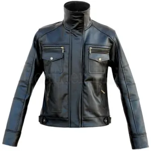 Leather Skin Unisex Long Collar Black Premium Genuine Leather Jacket