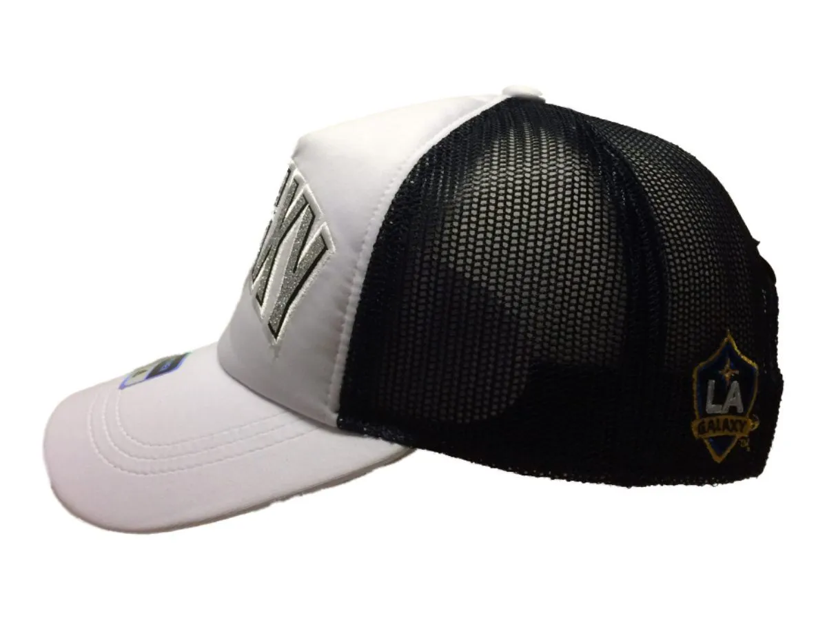 Los Angeles Galaxy Adidas WOMENS Mesh Glitter Logo Adj. Trucker Style Hat