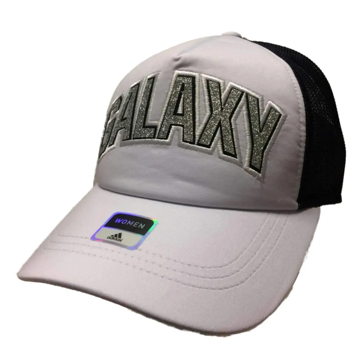 Los Angeles Galaxy Adidas WOMENS Mesh Glitter Logo Adj. Trucker Style Hat