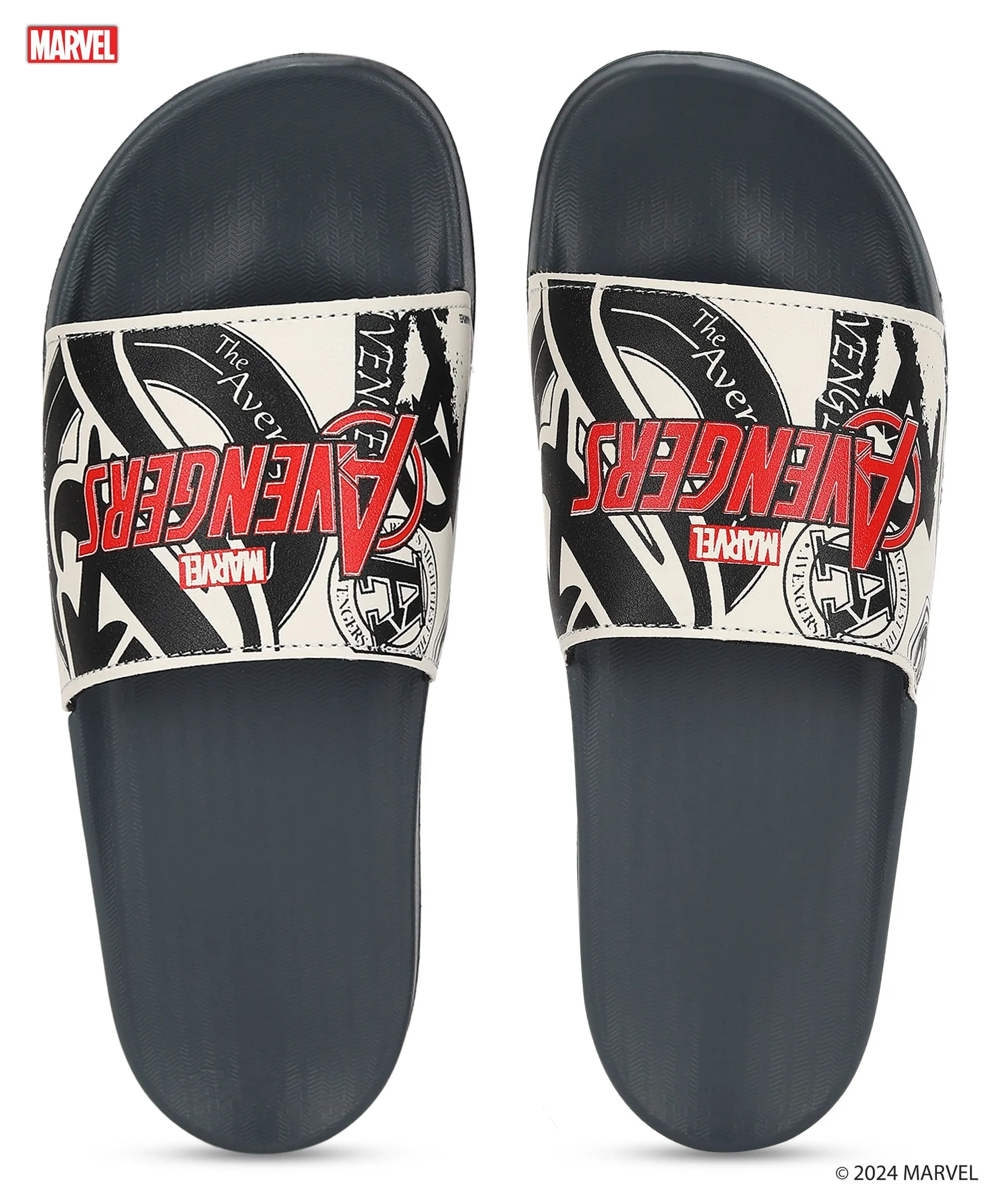Marvel Avengers' EVMK10921 Men's White Sliders | Trendy Sliders with Cushioned & Durable Anti-Skid Construction | Waterproof & Lightweight, Perfect for Everyday Casual Wear