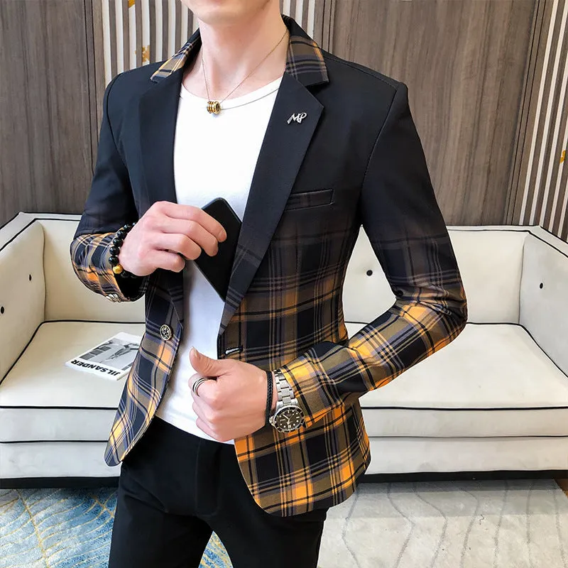 Mens Plaid Suit Slim Fit Blazer