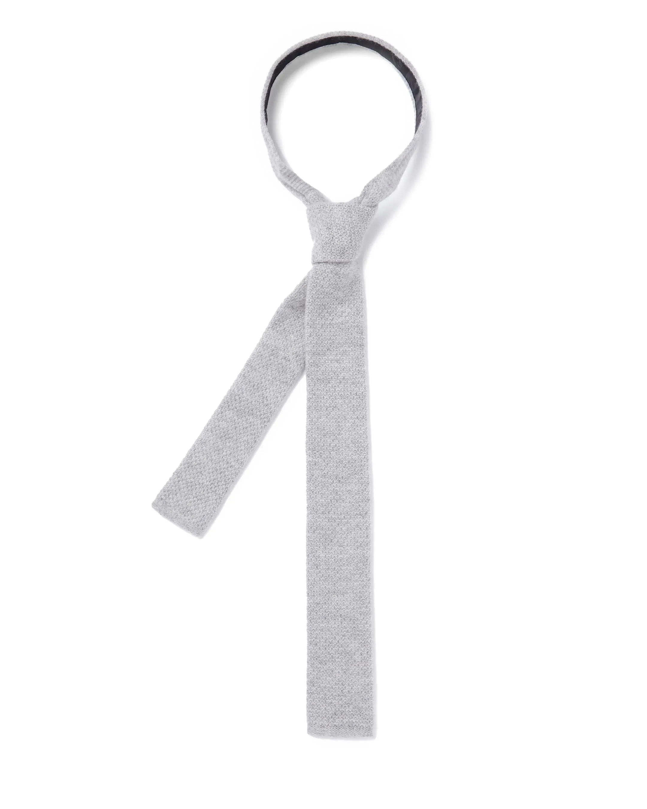 Men's Plain Knitted Cashmere Tie Fumo Grey