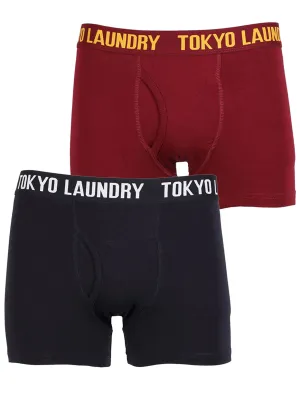 Mens Tokyo Laundry Gabriel boxer shorts ( 2 Pack) in Oxblood & Navy