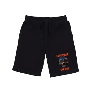 RAPDOM TS6 Fleece Gym Shorts Patriotic Live Free Skull USA Flag