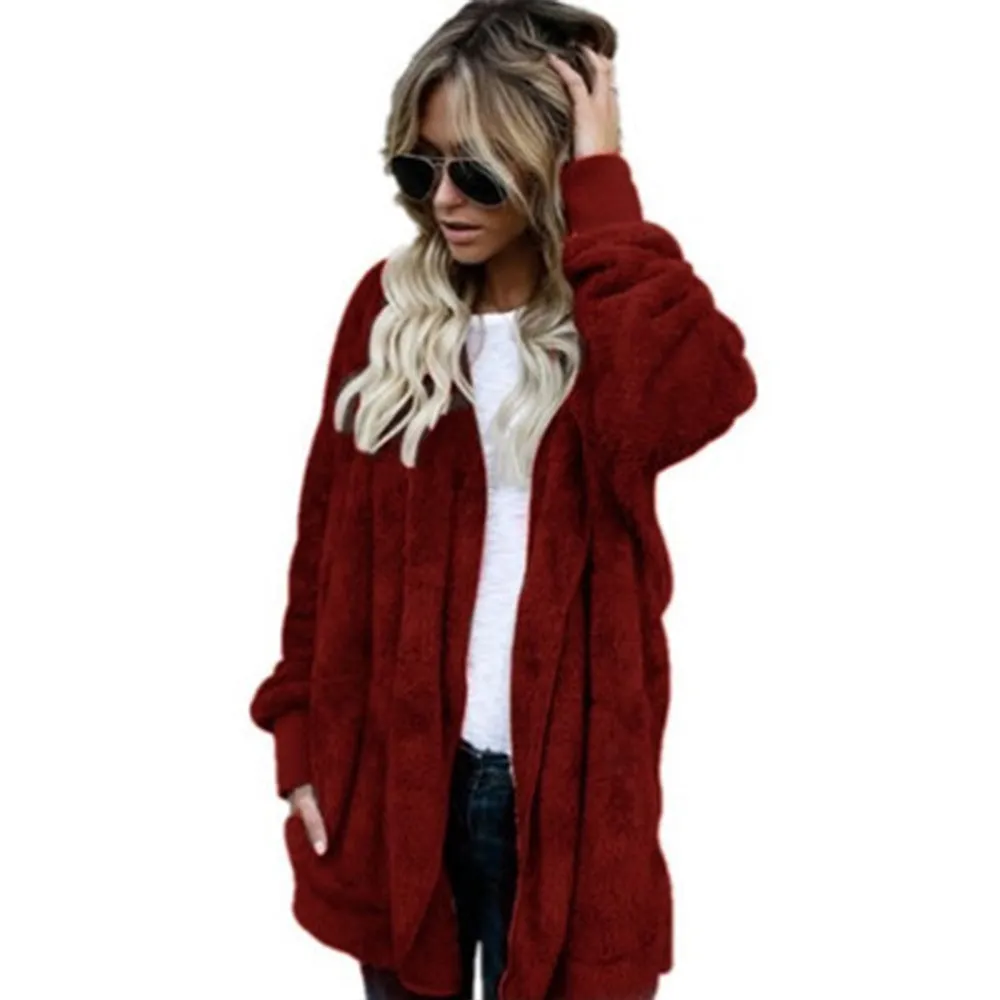 Solid Color Cardigan Anti-Fur Coat On Both Sides Wholesale