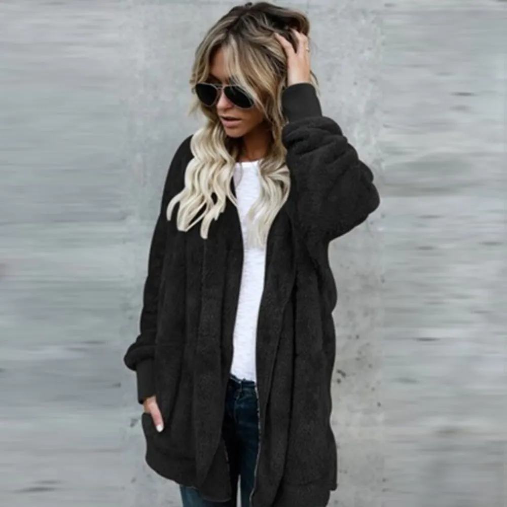 Solid Color Cardigan Anti-Fur Coat On Both Sides Wholesale