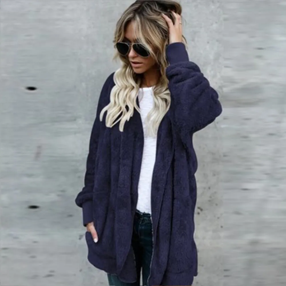 Solid Color Cardigan Anti-Fur Coat On Both Sides Wholesale