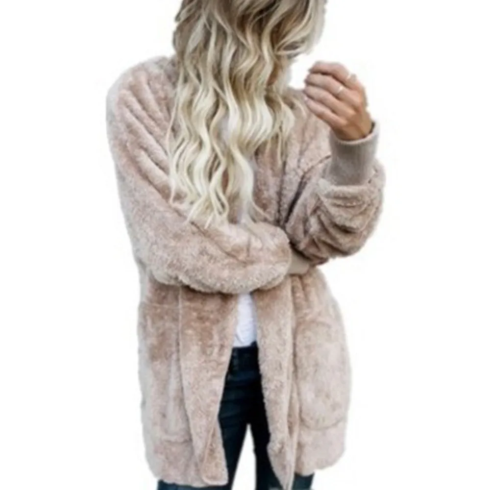 Solid Color Cardigan Anti-Fur Coat On Both Sides Wholesale