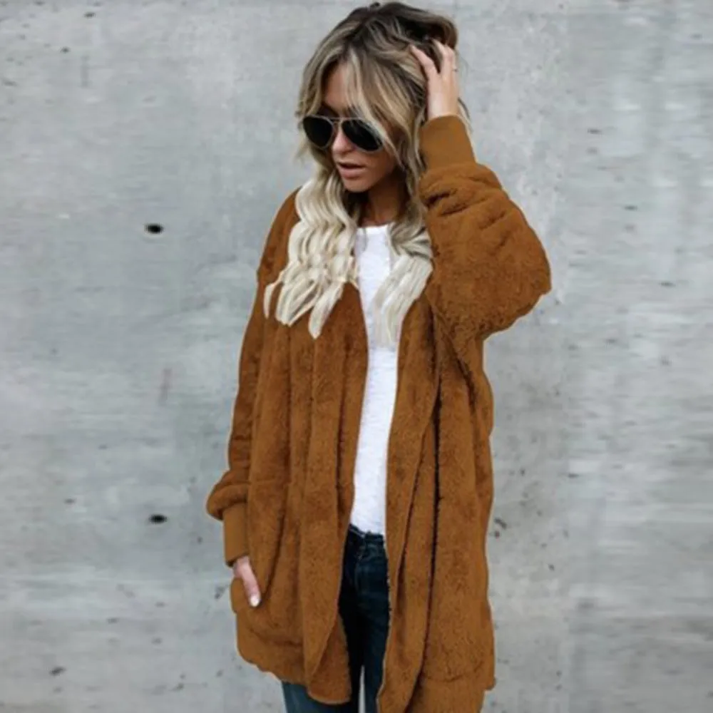 Solid Color Cardigan Anti-Fur Coat On Both Sides Wholesale