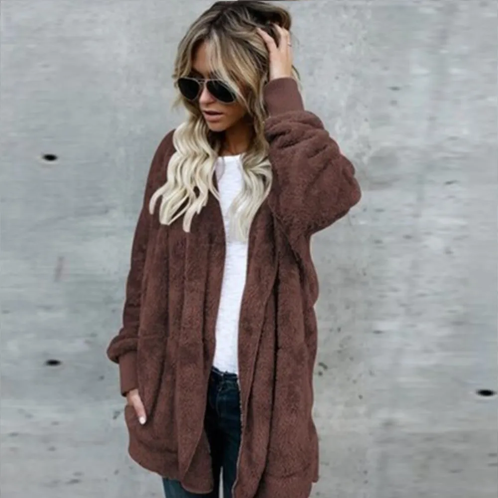 Solid Color Cardigan Anti-Fur Coat On Both Sides Wholesale