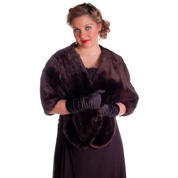 Vintage Soft Chocolate Brown Beaver Fur Stole 1940's Perfect Strapless Dress Topper